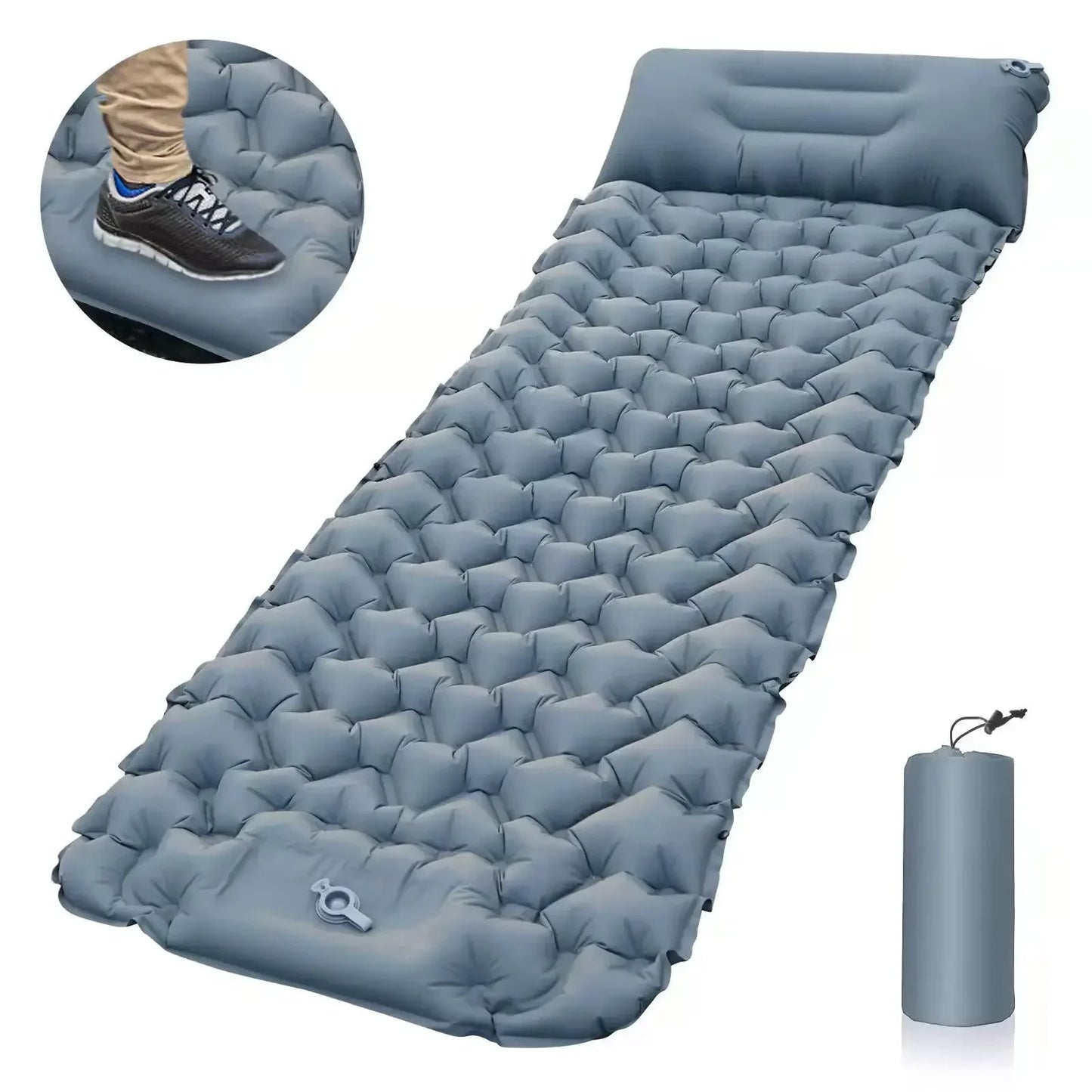 Outdoor Sleeping Pad Camping Inflatable Mattress Outdoor Mat Cushion Pillow Folding Bed Ultralight Air Cushion Hiking Trekking