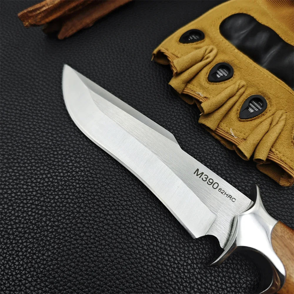 High Hardness M390 Blade Red Colored Wood Handles Tactical Hunting Knife Self-defense EDC Tools Portable Camping Survival Knives