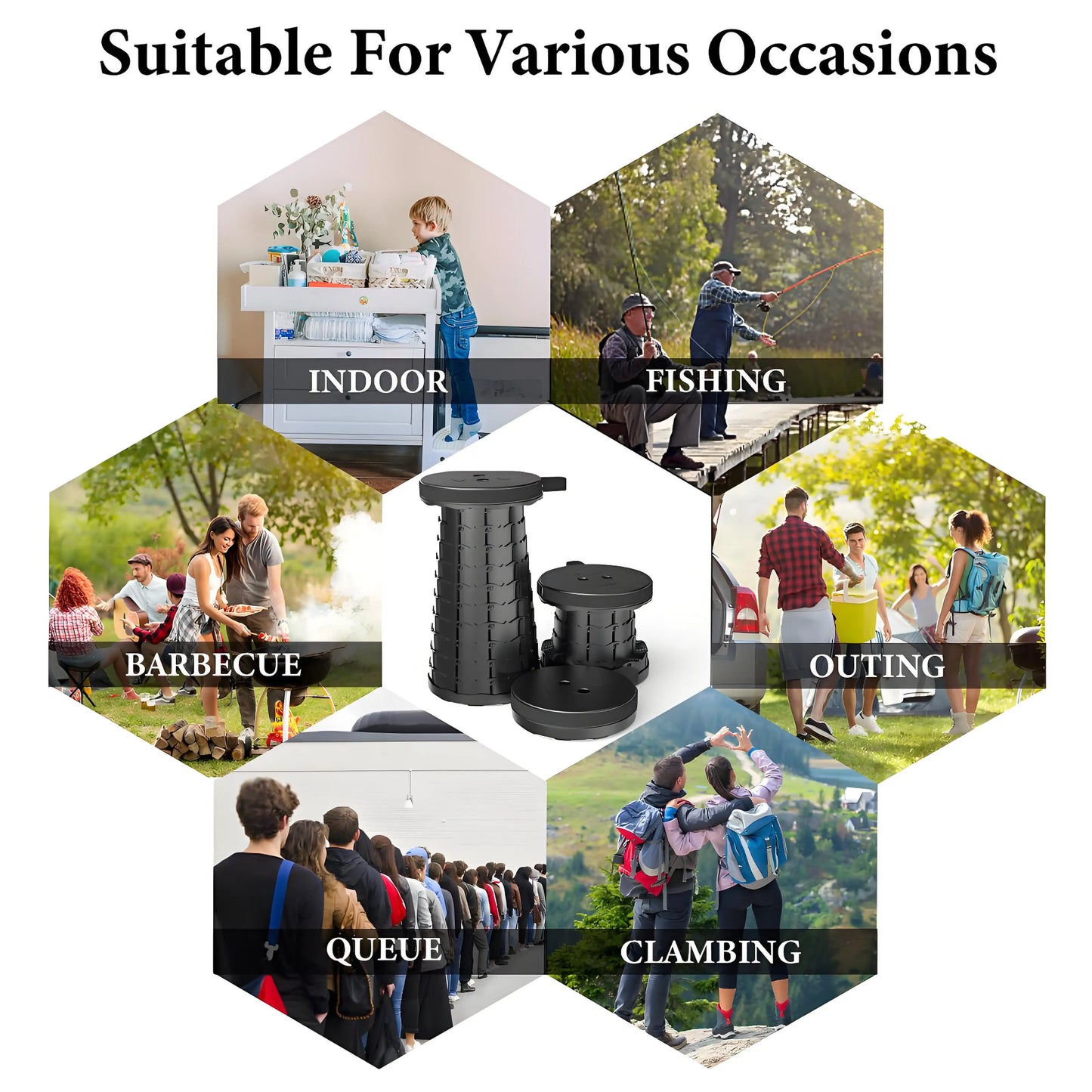 Heavy-Duty Portable Folding Stool | 440lb Capacity Compact Camping Seat | Lightweight for Fishing Hiking & Outdoor Events