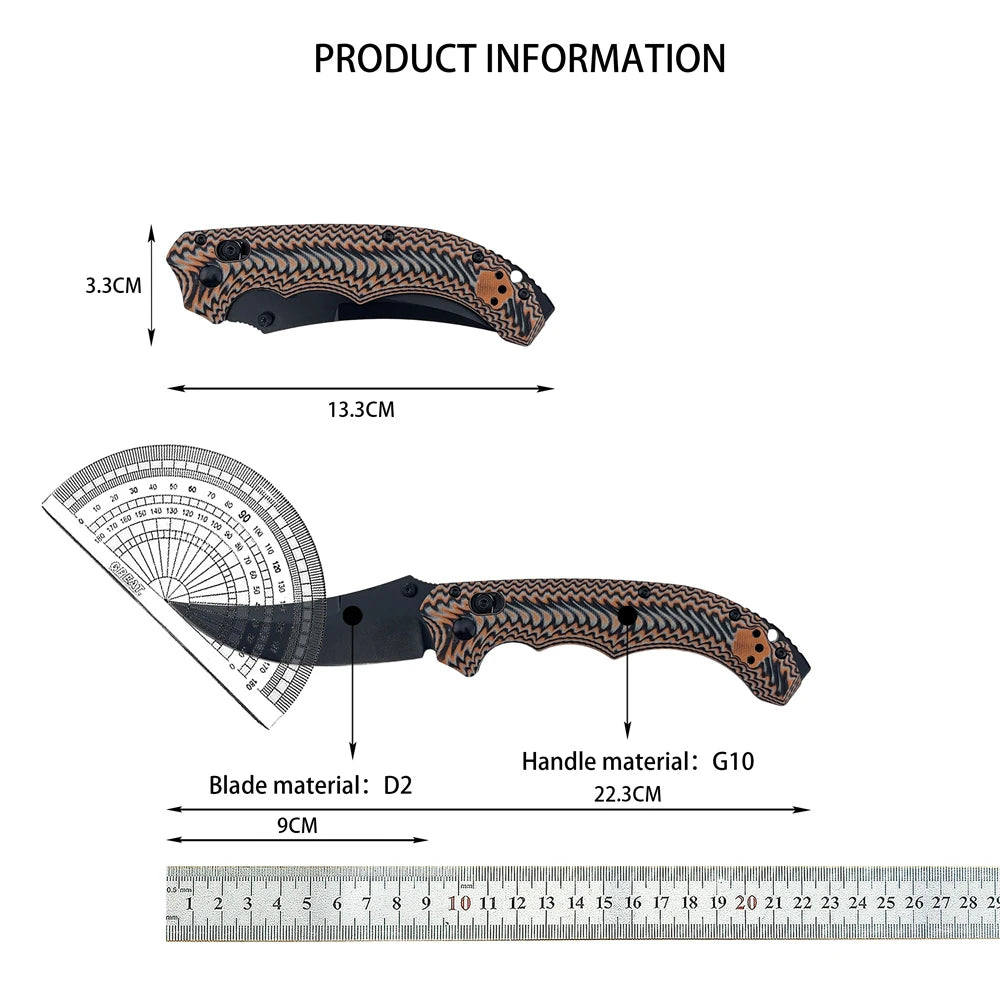 High Quality Folding Knife G10 Handle D2 Steel Blade EDC Survival Tool Outdoor Portable Camping Knife Gift